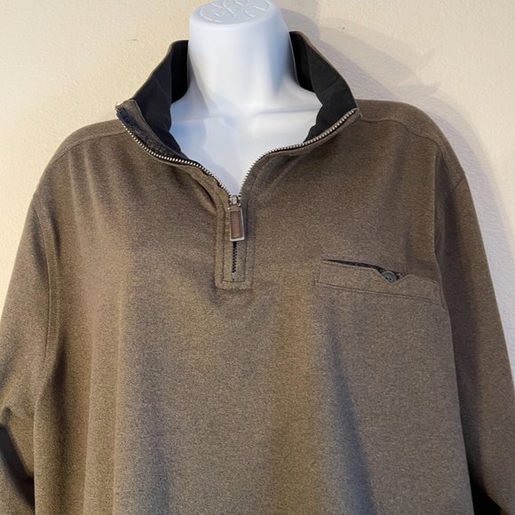 Age Of Wisdom Oversized Olive Green Brown Quarter Zip Long Sleeve Top Women XL - Picture 2 of 7